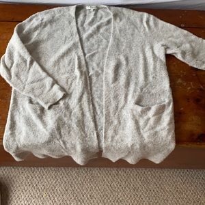 Madewell light gray wool blend open longline cardigan. Medium